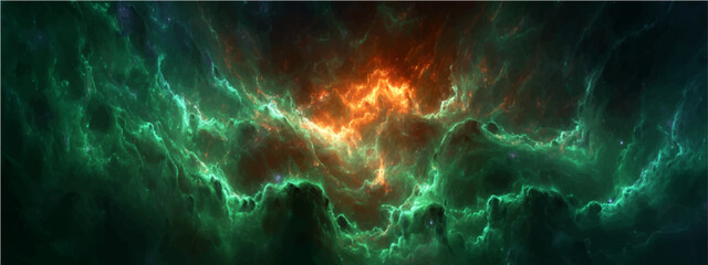 Abstract nebula expanse, celestial watercolor nebula, vibrant cosmic cloud formation, distant galaxy structure, ethereal glowing gas clouds. © Ateş