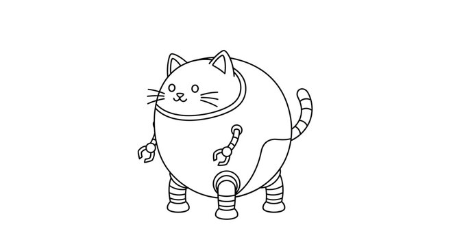 A cartoon cat in a spacesuit standing.