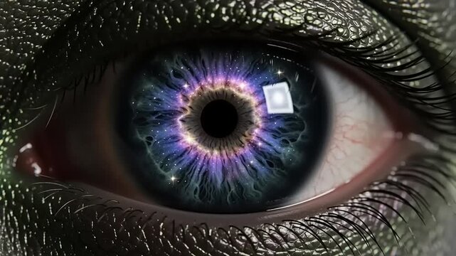 Futuristic Eye with Iris Scan Technology.