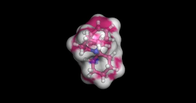 Phencyclidine, PCP / Angel Dust illicit hallucinogenic and dissociative narcotic, 3D molecule spinning, 4K