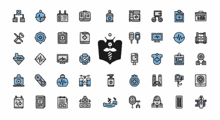 Fototapeta premium Medical Health Care Icons Symbols.