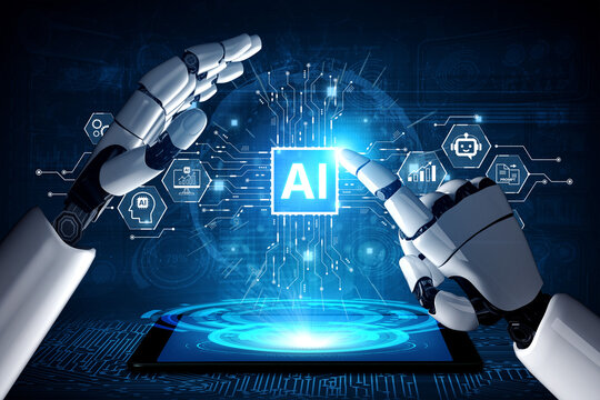 Artificial intelligence AI assistant concept featuring agentic AI understands voice, analyzes images, and autonomously completes complex AI tasks. Next generation of smart AI technology. Corpus