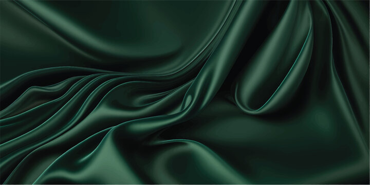 A close up of flowing green fabric with soft folds and shadows creating a smooth texture effect
