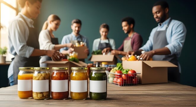 Volunteers Packing Food Donations for Those in Need Amidst Growing Hunger