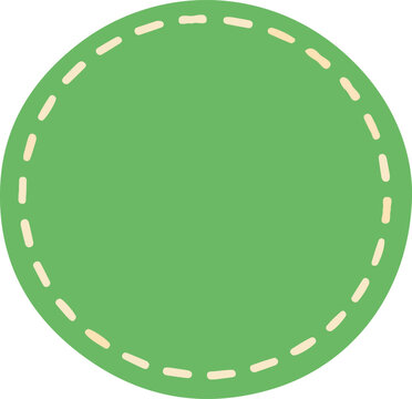 Green round stitched patch icon vector for sewing and handmade craft