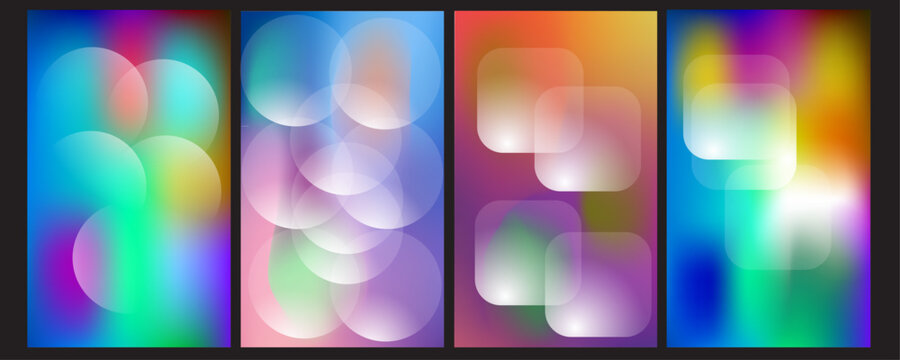 Vibrant abstract background poster set colorful circle square overlays