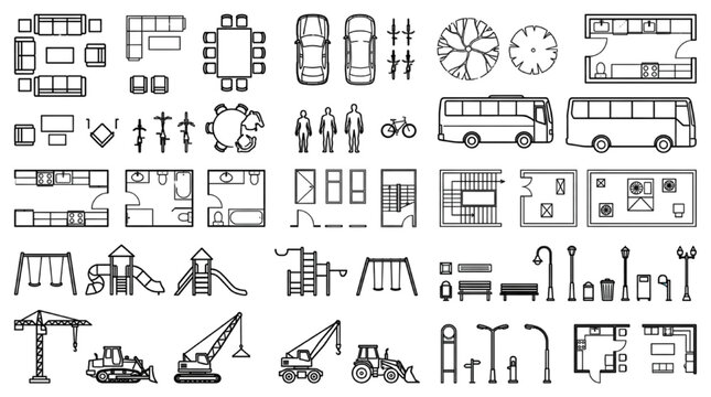 Comprehensive Urban CAD Symbol Library with Roads Vehicles Furniture and Landscape Planning Elements