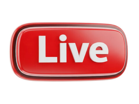 Red live button, live streaming icon, red streaming button, live broadcast symbol