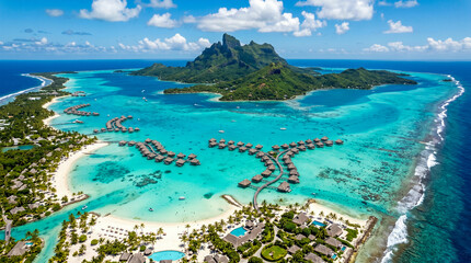 Fototapeta premium Vista aérea espectacular de una isla tropical perfecta para vacaciones de verano.