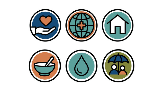 Social Welfare and Charity Outline Icon Set