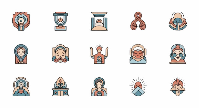 Collection of various religious symbols.
