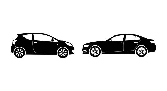 Car Silhouettes On White Background Modern Automotive Design