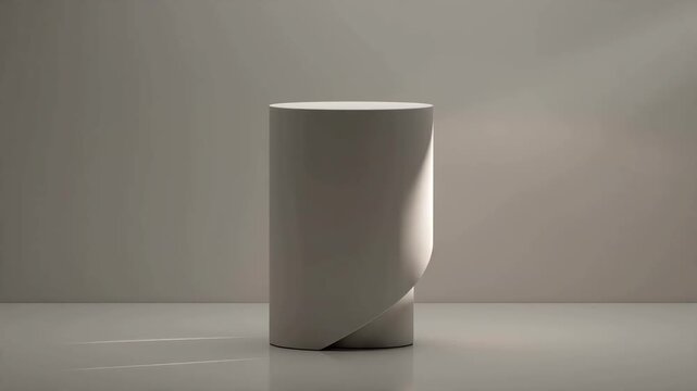 Minimalist White Cylindrical Pedestal Displaying Subtle Light and Shadow Effects, Perfect