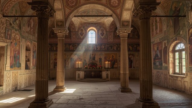 Interior of Saint Nshan Narthex, Haghpat Monastery, Armenia.