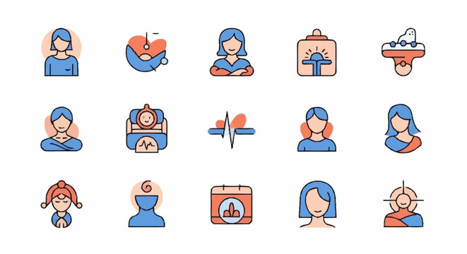 Illustrations of people in various positions.