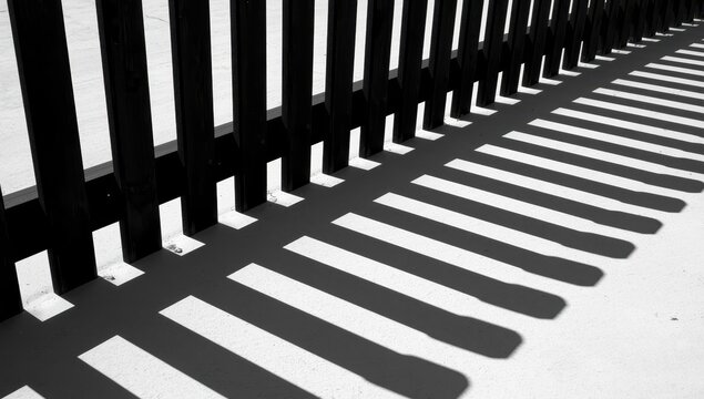 Monochrome shadow of a picket fence