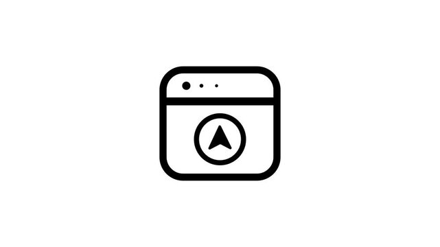 Minimal browser window with circular refresh icon animation isolated on white background