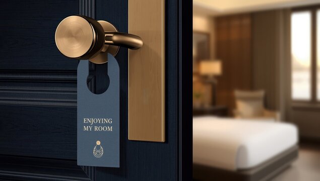 Room privacy tag on door handle.