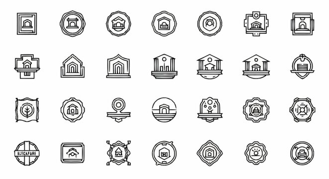 Various security icons and symbols.