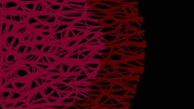 Texture animation with crimson veins on a black background. Disease spreading concept and red veins in 4K. Abstract texture with red streaks.