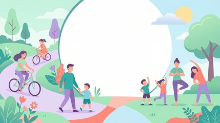 Fototapeta premium Families enjoying outdoor activities in park setting