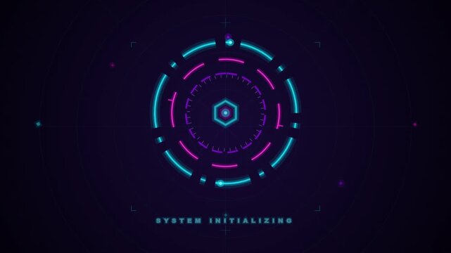 Digital Hud Interface HUD Loading Sequence with System Initializing Text
