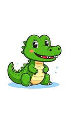 Obraz premium Smiling Cartoon Crocodile Character Illustration.