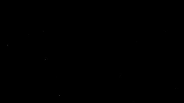 Minimalist abstract animation of floating white dust particles and specks moving randomly on a black background. Ideal for use as a cinematic film grain overlay, vintage texture effect, or subtle star