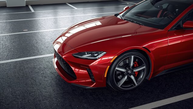 Detailed view of a contemporary vehicle in a parking area, safety-enhanced floor coating.