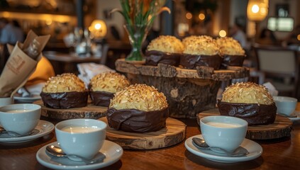 Fototapeta premium chocolate-bottomed coconut pastries