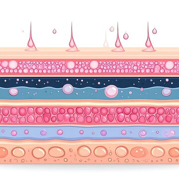 Skin layers anatomy cross-section illustration.