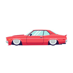 Fototapeta premium Red Classic Coupe Lowrider Car Illustration on White