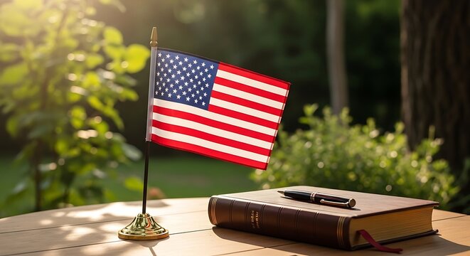American back to school essentials with usa flag