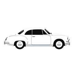 Obraz premium Classic White Coupe - Vintage Car Illustration on White Background