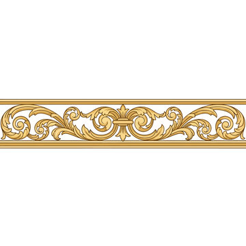 Elegant Vector Ornamental Swirl Border with Golden Color