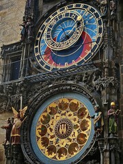 Fototapeta premium Prague Astronomical Clock (Orloj) in the Old part of the City, located on the Old Town Hall in Prague, Czech Republic.