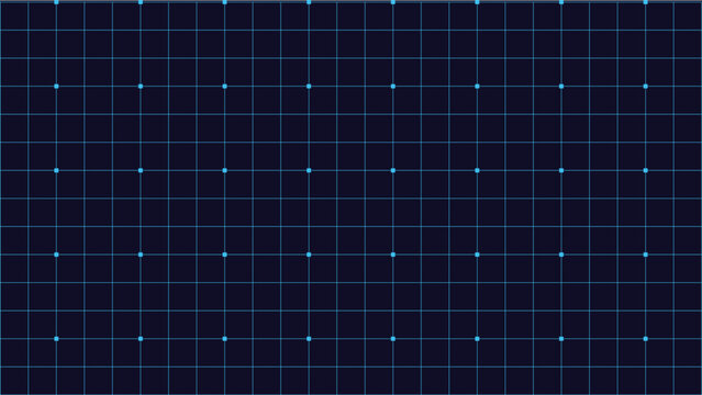 Blue HUD grid line with dots technology interface on dark blue background. Futuristic tech backgrounds for digital and cyber security layouts