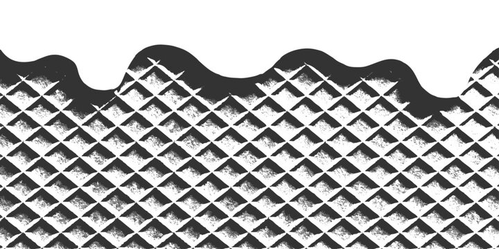 Seamless black and white pattern featuring a rock electric guitar design with musical notes and a checkered texture for jazz or blues band art