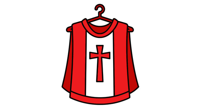 Red Clerical Vestment with Cross on Hanger, Religious Apparel