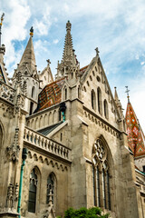 Fototapeta premium Matthias Church, A Historic Tourist Landmark In Budapest, Close To Fisherman's Bastion