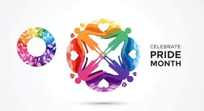 Pride Month Abstract Rainbow Swirl Logo for Equality and Diversity