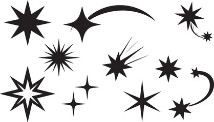 Obraz premium Diverse collection of shimmering star and sparkle shapes perfect for magical celestial and celebratory designs