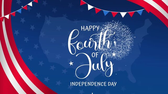 4th of july text celebrates independence day. Perfect for patriotic designs, social media posts, party invitations, and event promotions.