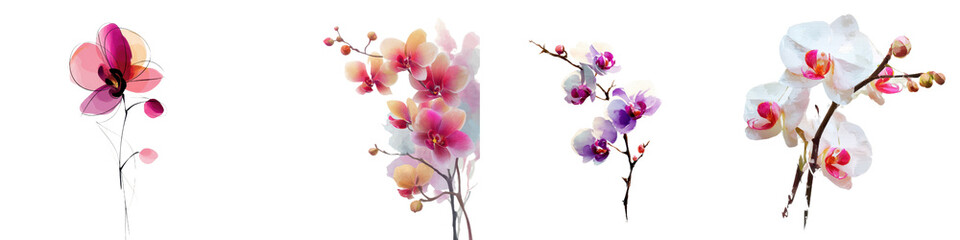 Fototapeta premium Orchid flower blossom branch pink white purple tropical exotic floral nature elegant orchid flower blossom branch pink white purple tropical exotic floral nature arrangement delicate petal