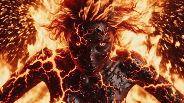 Powerful fire entity made of molten lava and flames.