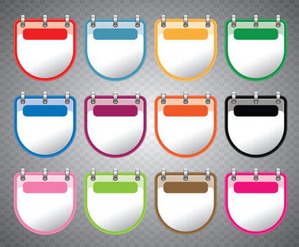 Calendar icons set isolated on white background, Calendar set. Monthly calendar icons Set different color and copy space, isolated on white background. Eps file available. Calendar vector icon.