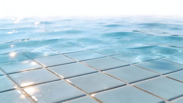 Water surface and tiled pool bottom