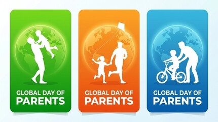 Obraz premium Global day of parents social media graphic set