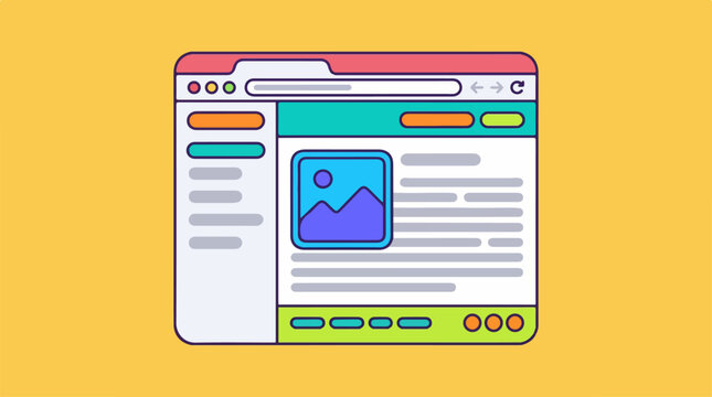 Colorful web browser window frame.