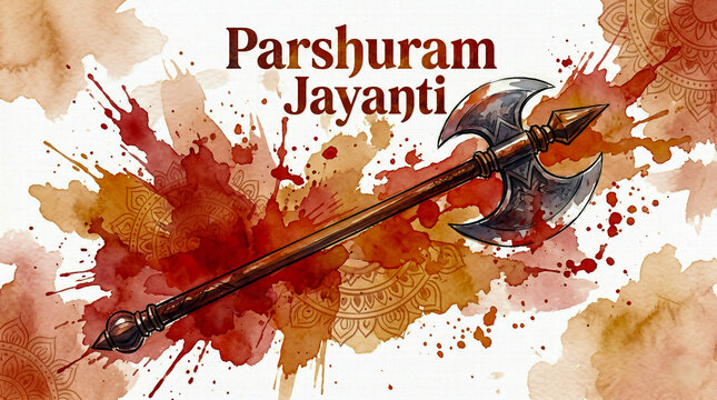 Parshuram Jayanti Watercolor Axe Power Indian Heritage Poster, Happy Parshuram Jayanti